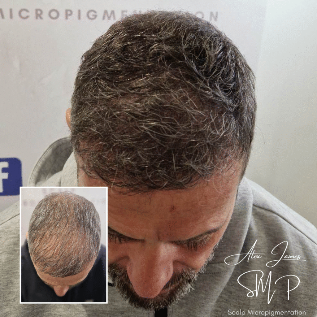 Crown thinning scalp micropigmentation before after results Manchester specialist
