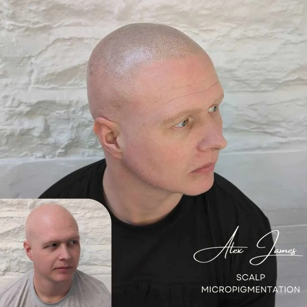 Full head scalp micropigmentation before and after results Manchester specialist clinic