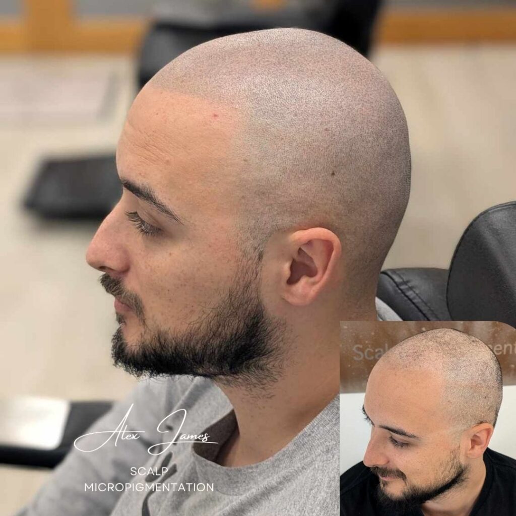 Full head scalp micropigmentation before and after results Manchester specialist clinic