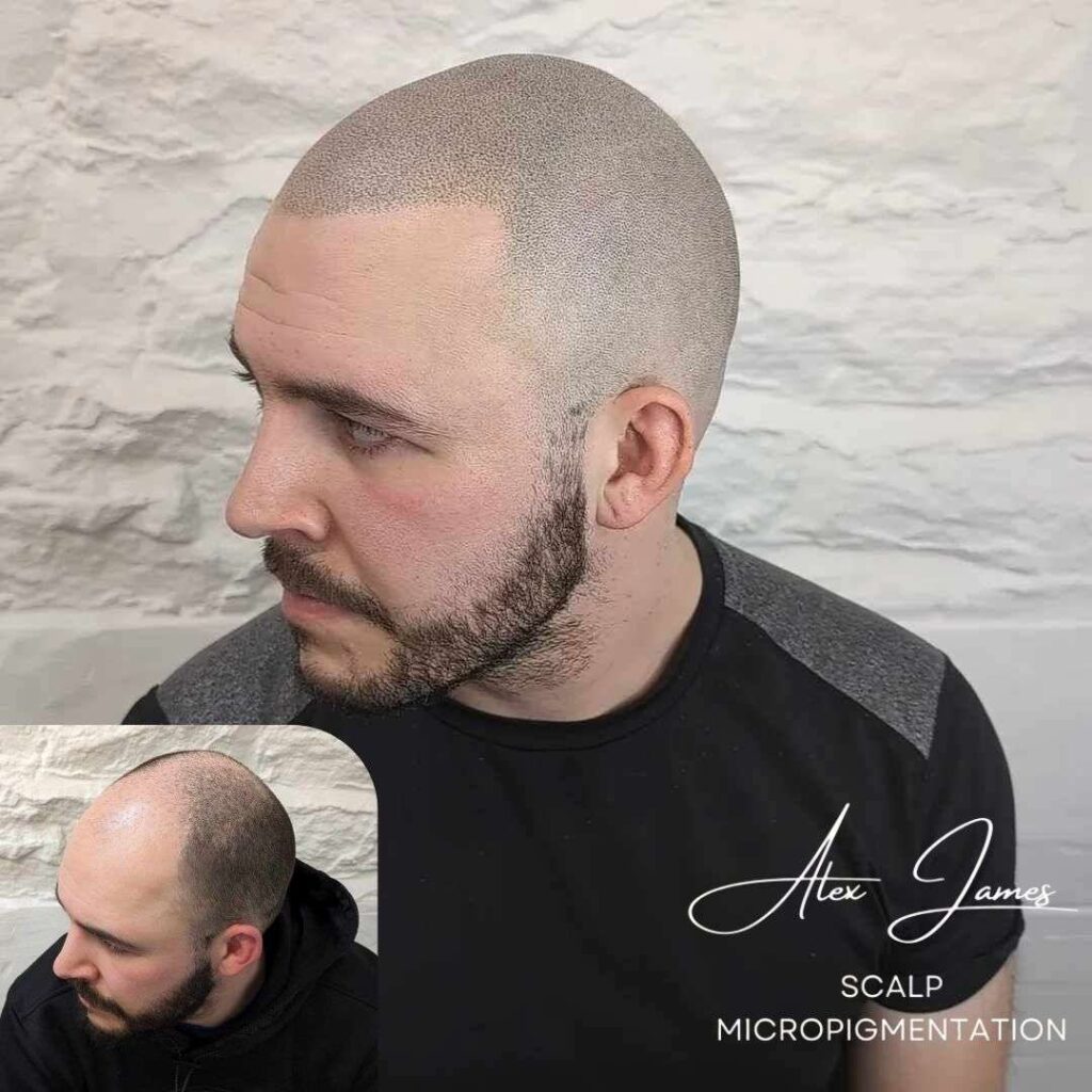 Full head scalp micropigmentation before and after results Manchester specialist clinic