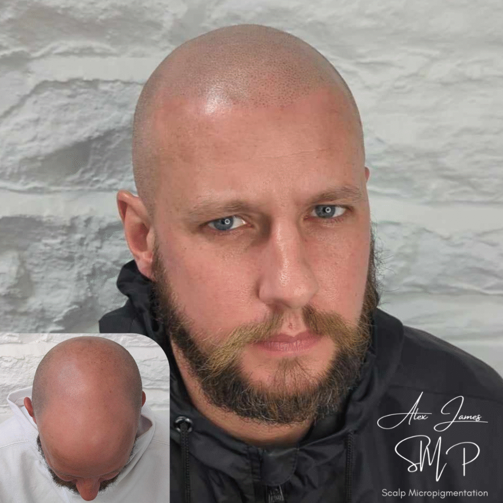 Full head scalp micropigmentation before and after results Manchester specialist clinic