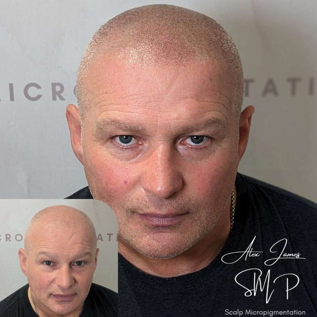 Full head scalp micropigmentation before and after results Manchester specialist clinic