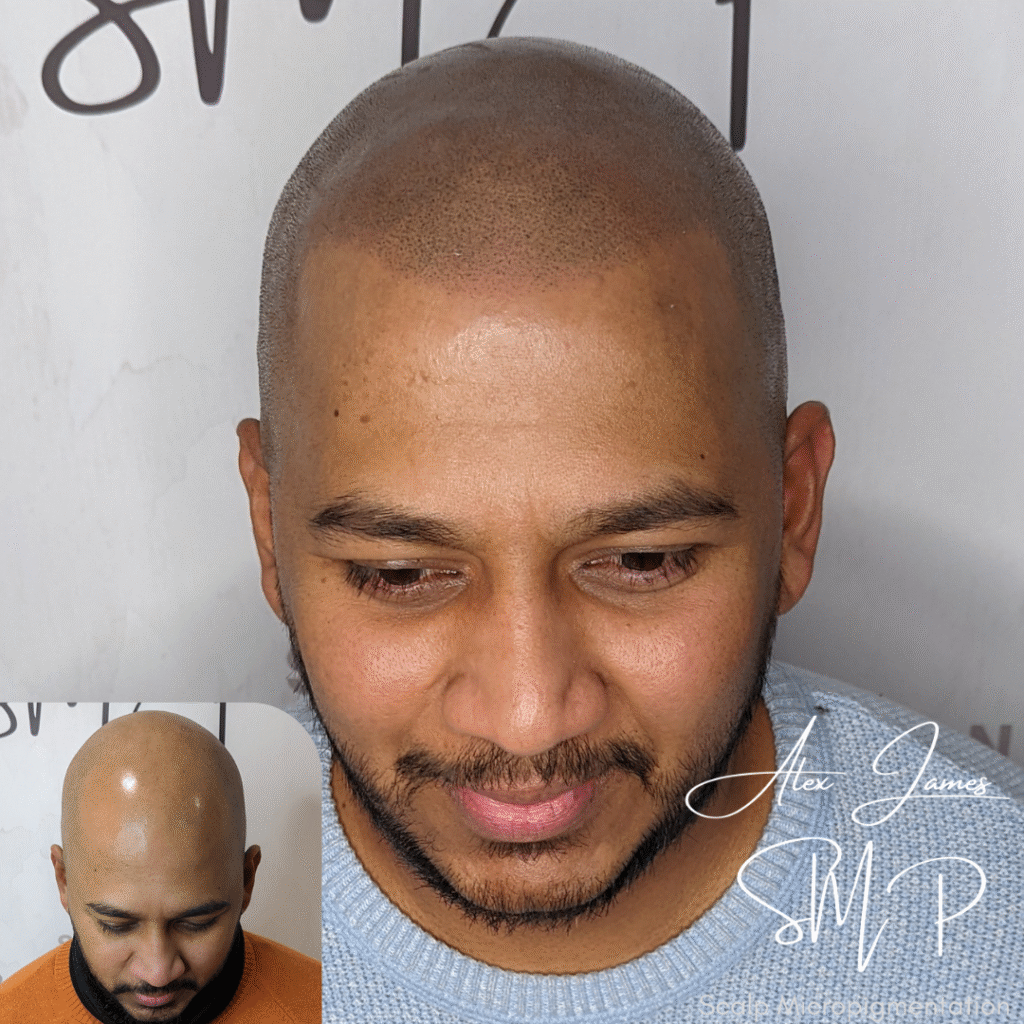 Full head scalp micropigmentation before and after results Manchester specialist clinic