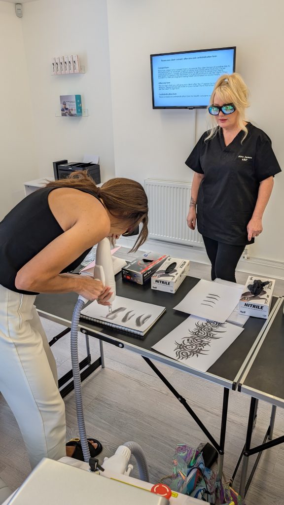 laser tattoo removal training course students learning techniques Alex James academy Manchester
