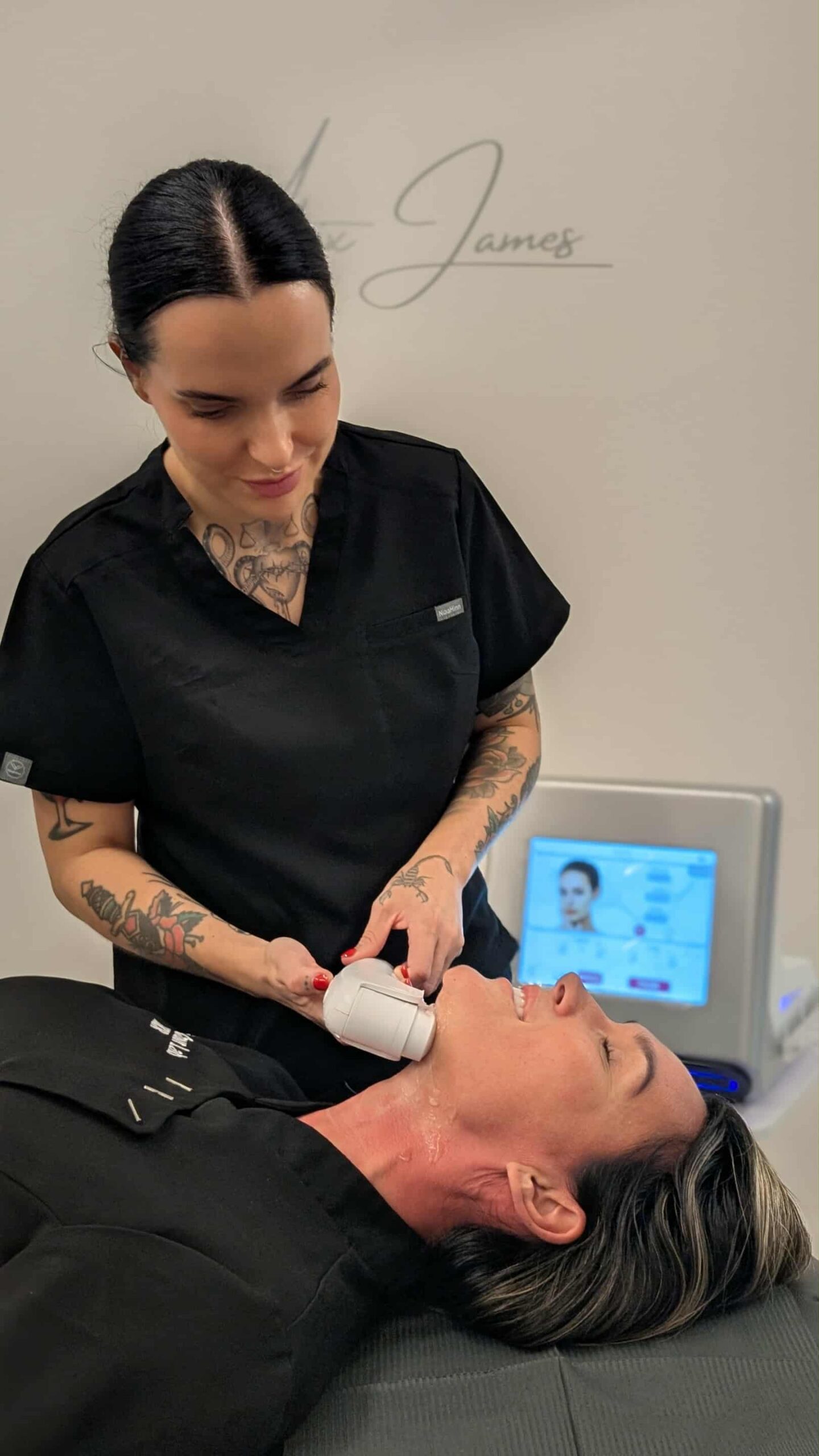 HIFU treatment in progress Alex James clinic Lancashire