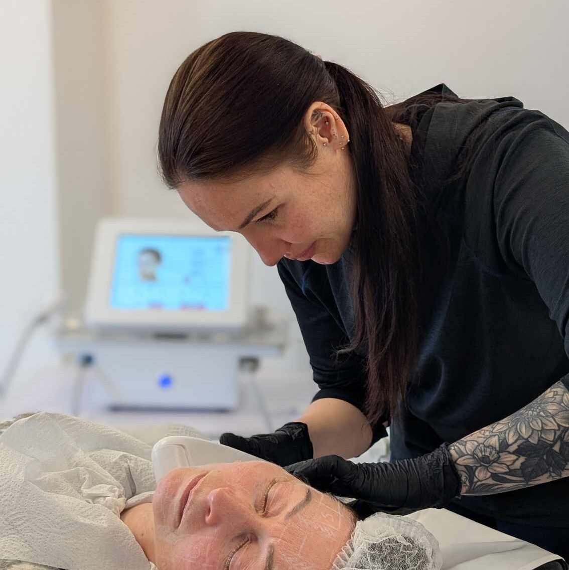 HIFU treatment in progress Alex James clinic Lancashire